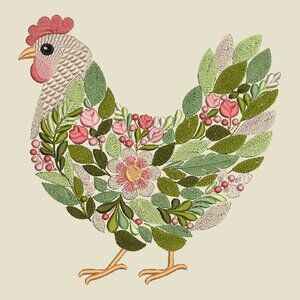 Chicken HOODIE Embroidered Floral Hen Adult Unisex Hooded Sweatshirt Farm